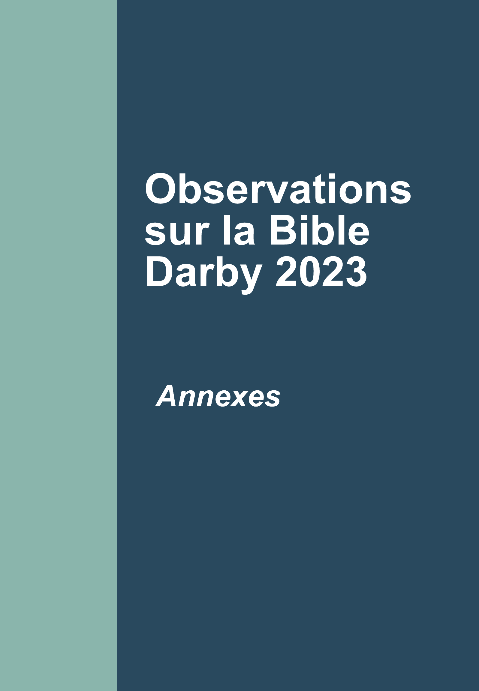 Observations sur la Bible Darby 2023 - Annexe