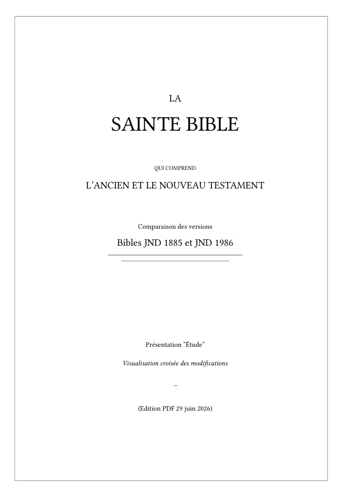Bibles parallèles comparées JND 1885 / JND 1986